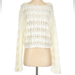 Princess Polly 100% cotton white open-knit pullover sweater size 4 EUC